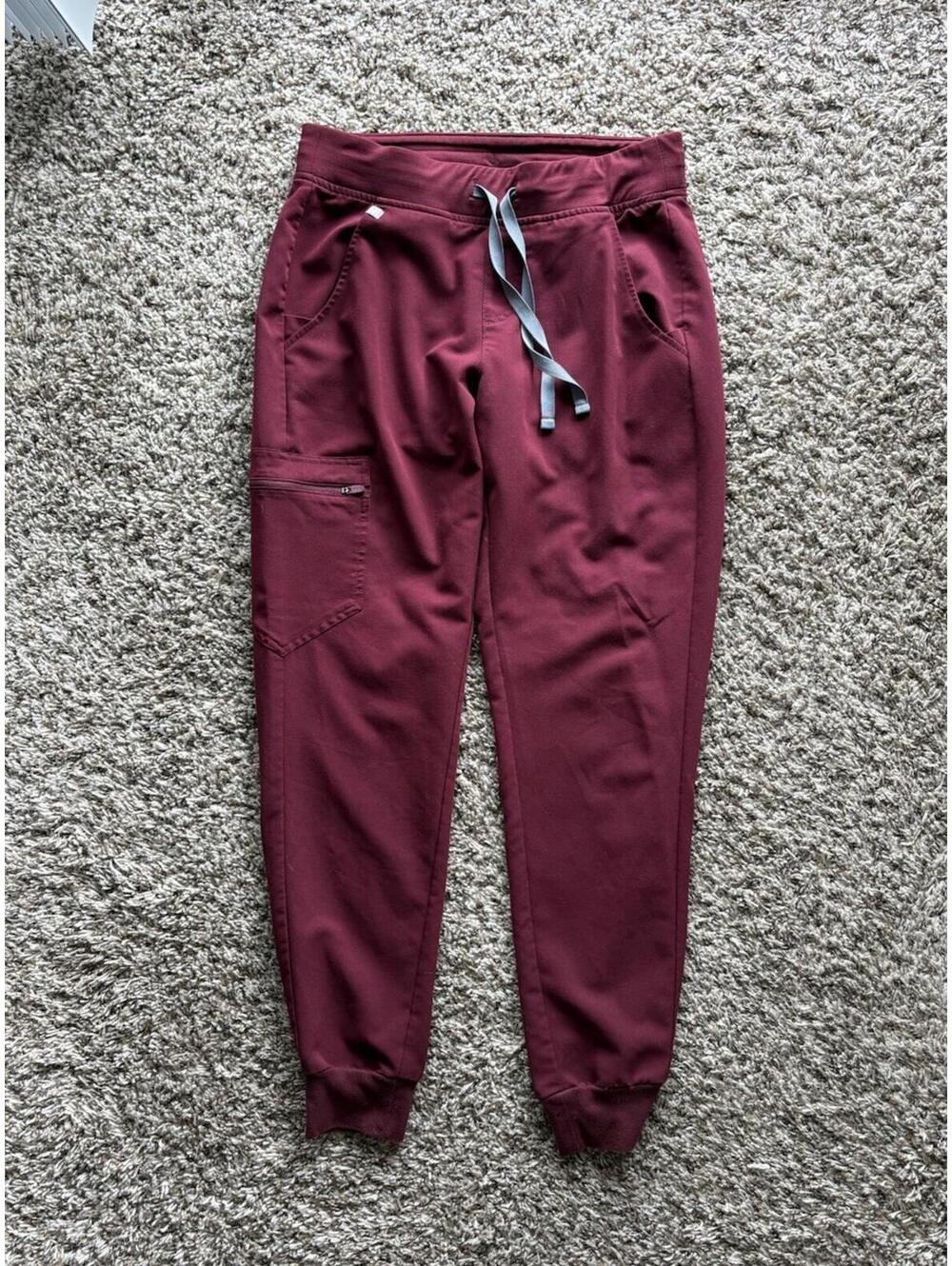 Figs Technical Collection Maroon Red Nursing Scrub Pants Women's Size Small
